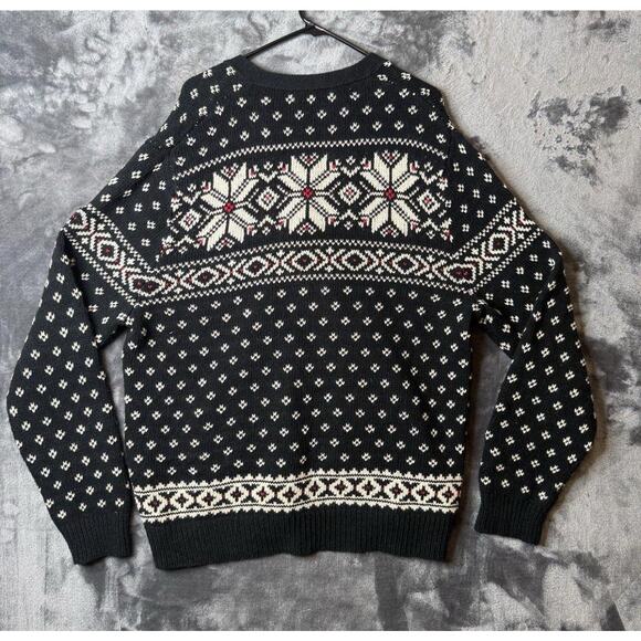 POLO RALPH LAUREN Black Snowflake Cotton-Cashmere Cardigan Sweater XL - Picture 5 of 5
